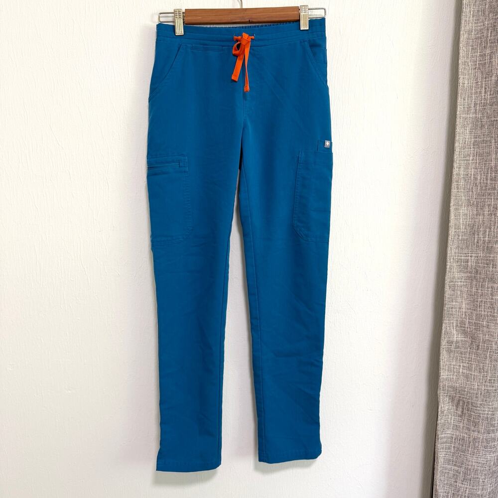 Figs Womens Yola Slim Scrub Pants XXS Alps Blue Mid Rise Medical Nursing